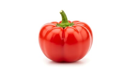 Vibrant Red Bell Pepper on White Background