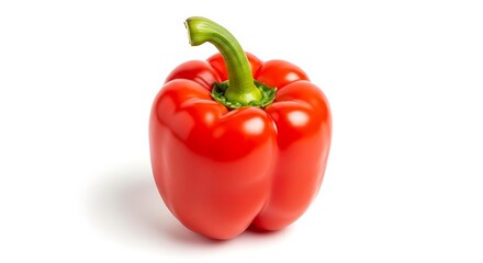 Vibrant Red Bell Pepper on White Background