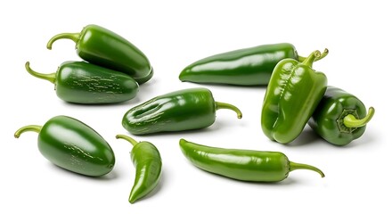 Fresh Green Jalapenos on White Background