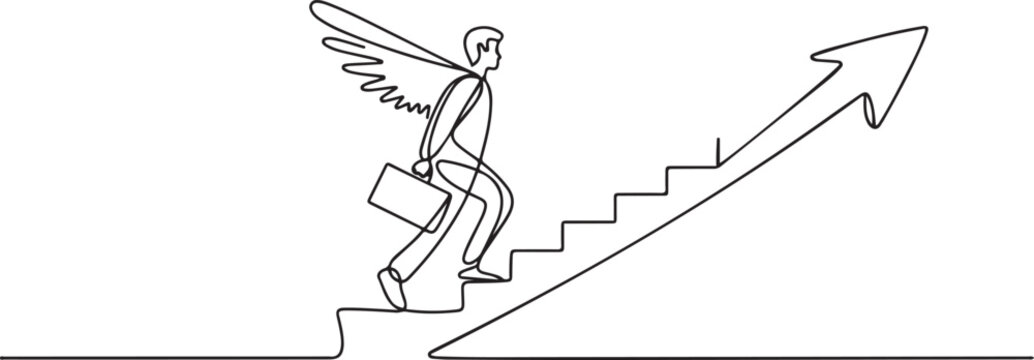 Continuous one line drawing Change job or career. Improvement or progression concept. one line Art icon drawing vector