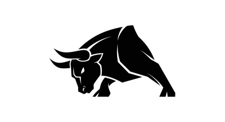 Fototapeta premium Black silhouette bull graphic on white background