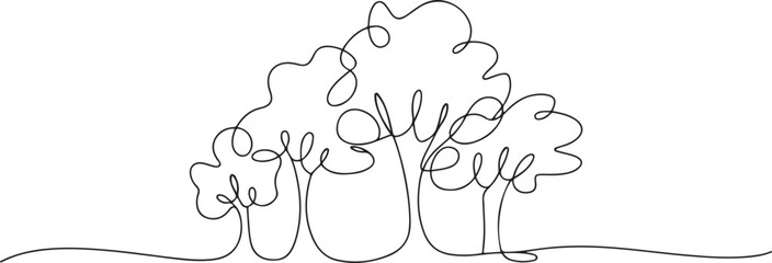 Set of trees - continuous line drawing. one line Art icon drawing vector © mst