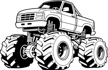 monster truck line vector illustration isolated on white background © Ameilia