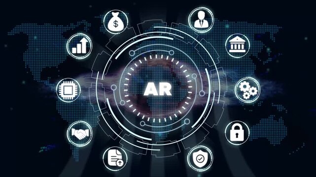 Augmented Reality Concept with Business and Technology on Global Map Background finance