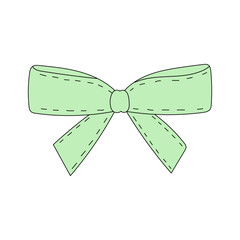 Green ribbon bow with stitching vector