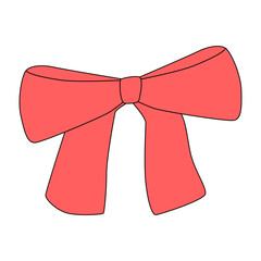 Coral ribbon bow vector illustration