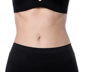 Fotobehang Onderzeeër Woman in underwear after weight loss on white background, closeup  © New Africa