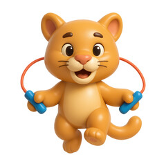 Obraz premium PNG Playful cartoon cat skipping.