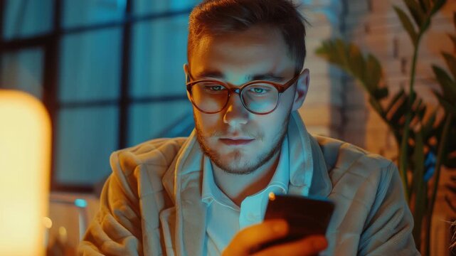 Young man using smartphone