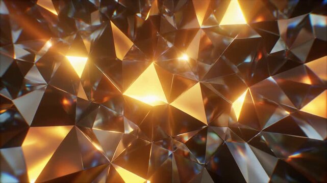 Glowing Golden Abstract Crystal Pattern Generative AI