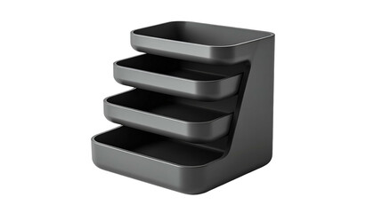 Black Plastic Desk Organizer with Trays.