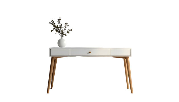 White Console Table with Wooden Legs.