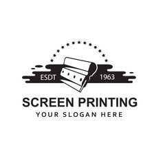 silk screen printing icon with squeegee isolated on white background