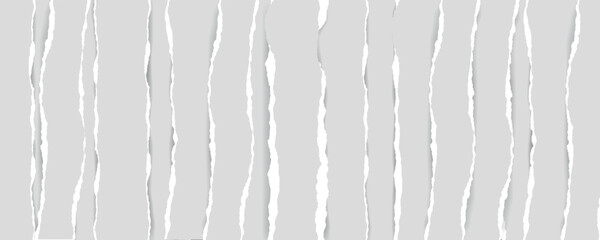 Ripped Paper Collection Torn Edge and Texture Set on Grey Background