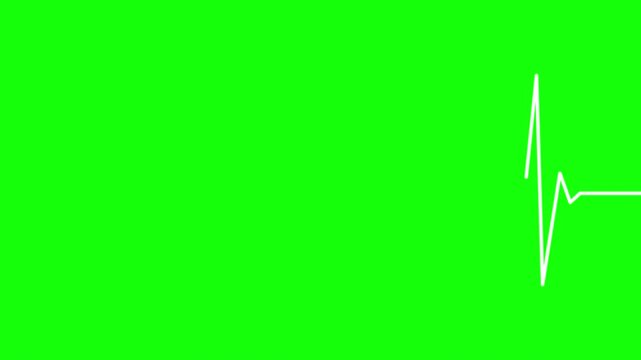 Medical heart rhythm diagram ascending animation, EKG heartbeat line 4k video on green screen. Cardiogram monitor to use for healthcare, healthy lifestyle, medical laboratory, cardiology project. 