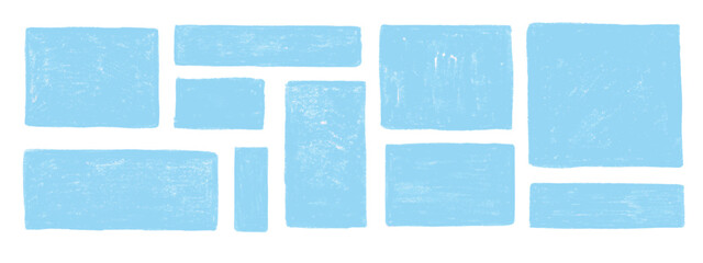 Pastel colored crayon or pencil doodle frames. Hand-drawn box frames in sketches or chalk drawings style. © Picture Store