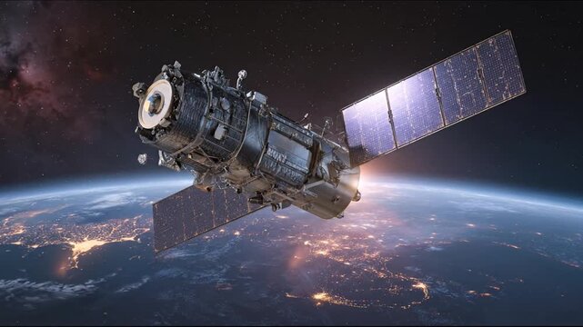 Satellite orbiting earth space technology communication and scientific exploration