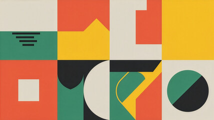 Fototapeta premium Bold graphic geometric background with colorful shapes and abstract texture for banners and backdrops.