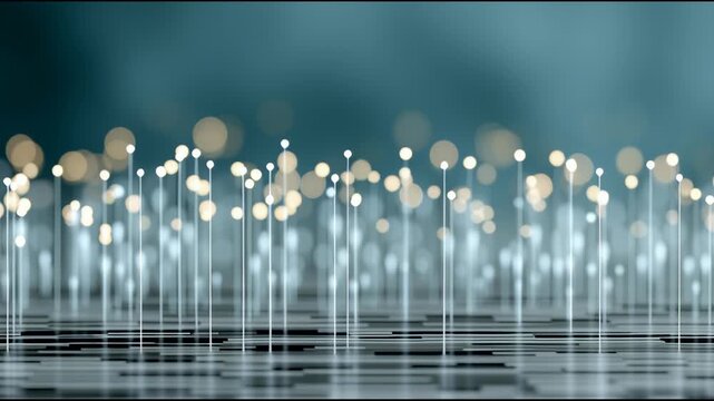 Ai model training process data network with glowing light bokeh abstract background futuristic surface glow connection pattern depth of field