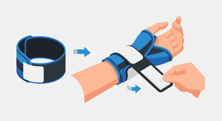 Person Wearing Smartwatch on Wrist Illustration.