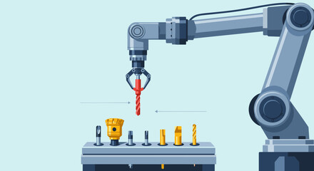 Robotic Arm Lifting Red Coiled Spring.