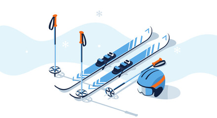 Skiing Equipment Skis Poles Helmet Winter Sports.