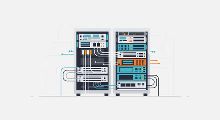 Server Computer Rack Internal Components Diagram.