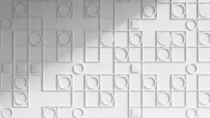 Obraz premium Abstract White Geometric Wall Texture with Squares and Circles 