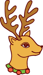 Obraz premium Deer head icon. Christmas reindeer color drawing