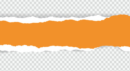 Ripped Paper Horizontal Banner Revealing Orange Copy Space Vector