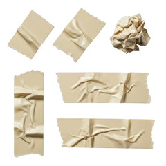 Collection of fragmented white plaster reliefs isolated on transparent background