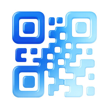 PNG Blue gradient QR code illustration.
