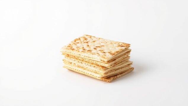 Matzahs for Passover set against a white background. Pesach festivities