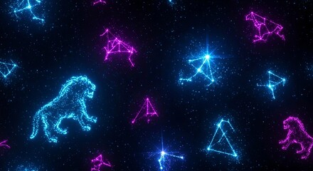 Pola konstelasi yang semarak di ruang angkasa yang dalam dengan bintang-bintang.