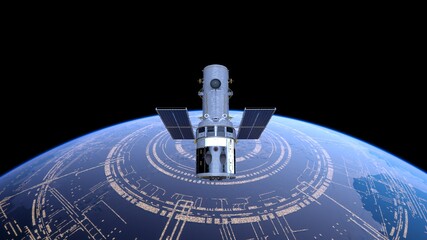 人工衛星と地球　3DCGレンダリング © tsuneomp