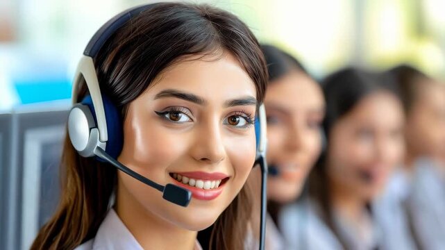 Customer Support Team: A vibrant portrait of customer service representatives, each exuding approachability and readiness to assist, highlighting the human element in a service-oriented field.