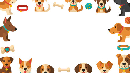 Obraz premium Collection of various dog breeds and dog accessories for design