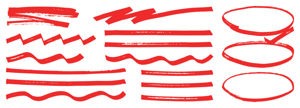 文字を目立たせる手描き赤色マーカー装飾素材