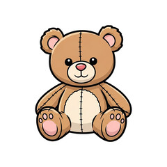 Obraz premium Cute teddy bear sitting, soft toy and children's comfort object
