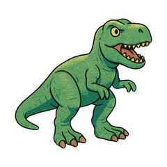 Obraz premium PNG Cartoon green dinosaur illustration.