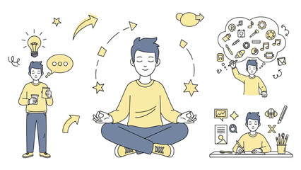 Man Meditating and Engaging in Creative Thought Process. © Hadi