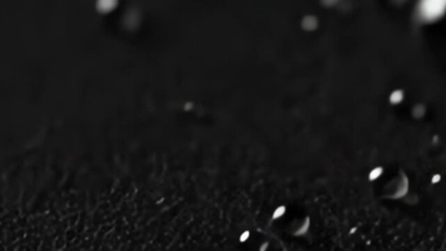 Velvet Dew Microcosm Macro view of tiny, sparkling droplets on a deep, matte ink texture.