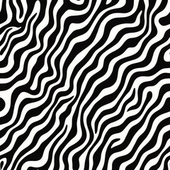 Black and White Wavy Striped Pattern 1.
