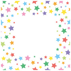 Obraz premium カラフルな星のフレーム（四辺囲み）｜ポップでかわいい星柄ベクター