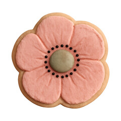 PNG Pink flower-shaped cookie delight.
