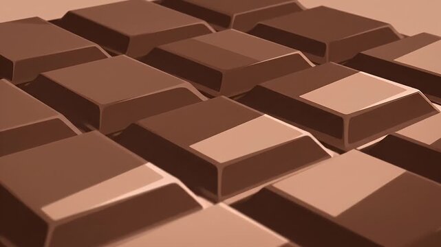 Brown chocolate bar squares close up sweet food background