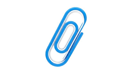 Obraz premium Blue and white paperclip on a white background