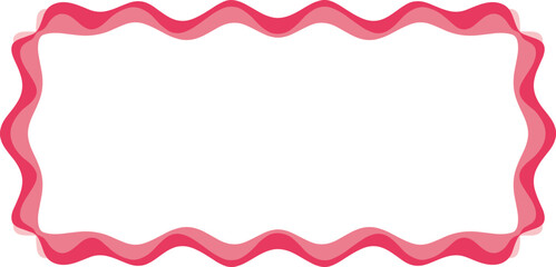 A vibrant red wavy frame surrounds an empty white space viewed from a straightforward perspective