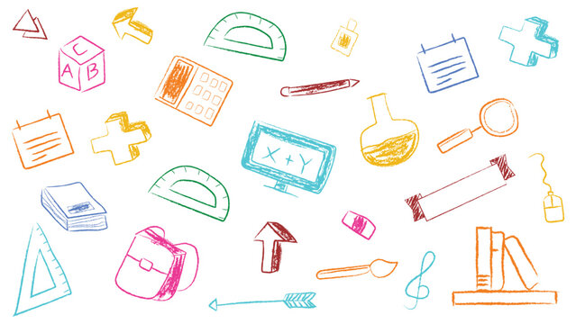 Back to school doodle background with hand-drawn school icons