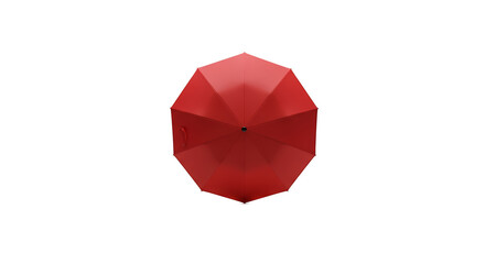 Vibrant Red Umbrella Open Top View Isolated Black Background